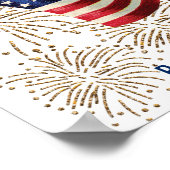  Amerikaanse vlag met Gold Glitter Fireworks Poster (Hoek)