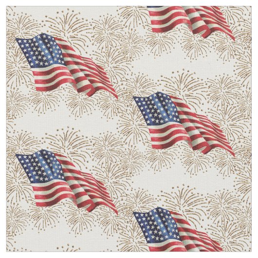Amerikaanse vlag met Gold Glitter Fireworks Stof (Close Up)