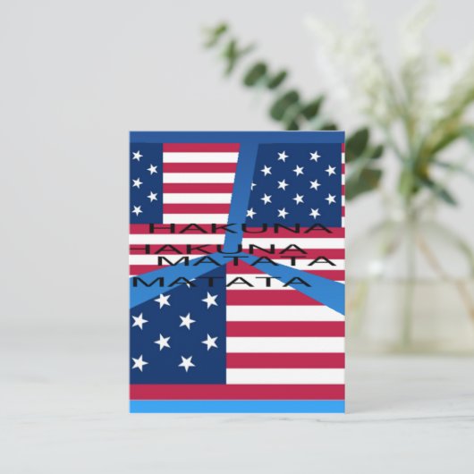 Amerikaanse vlag met Hakuna Matata: Patriottisch o Briefkaart (Staand voorkant)