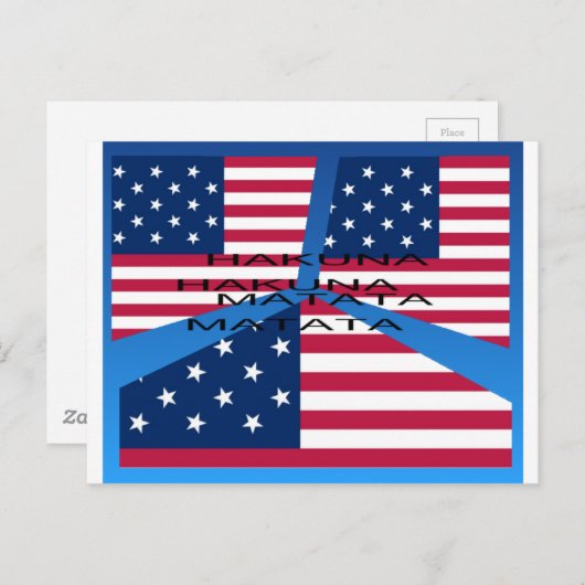 Amerikaanse vlag met Hakuna Matata: Patriottisch o Briefkaart (Voorkant / Achterkant)