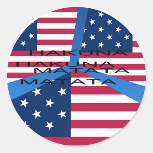 Amerikaanse vlag met Hakuna Matata: Patriottisch o Ronde Sticker (Voorkant)