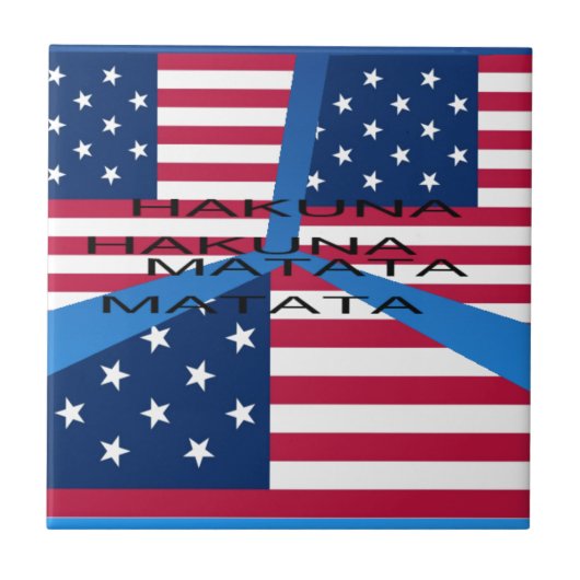 Amerikaanse vlag met Hakuna Matata: Patriottisch o Tegeltje (Voorkant)