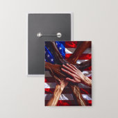 Amerikaanse vlag met handen van verschillende Amer Button (Voorkant / Achterkant)