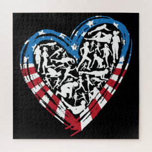Amerikaanse vlag met hart - Amerikaanse loper Legpuzzel