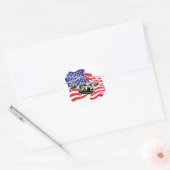 Amerikaanse vlag met helikopters ronde sticker (Envelop)