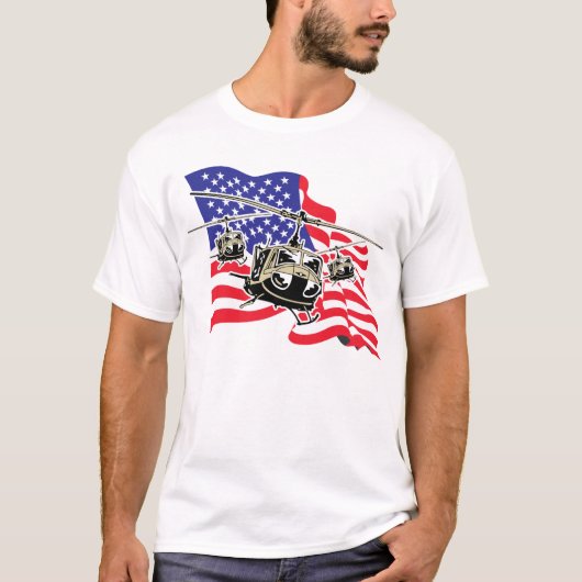 Amerikaanse vlag met helikopters t-shirt (Voorkant)