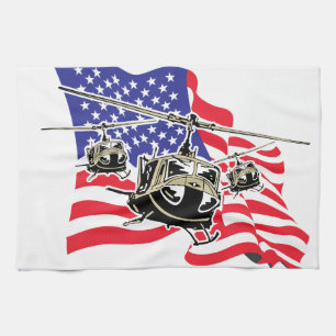 Amerikaanse vlag met helikopters theedoek