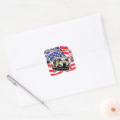 Amerikaanse vlag met helikopters vierkante sticker (Envelop)