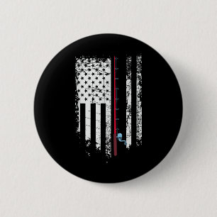 Amerikaanse vlag met hengel - Patriottische visser Ronde Button 5,7 Cm