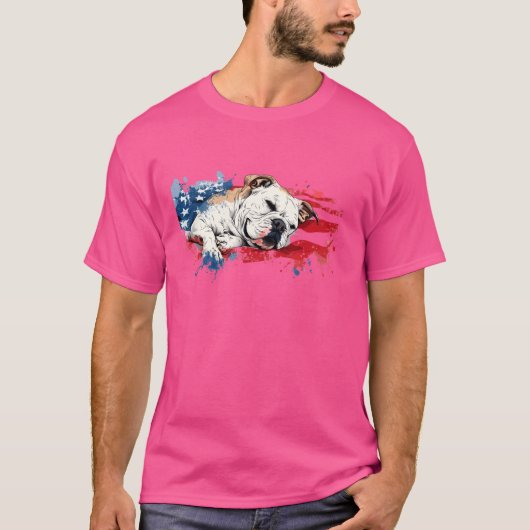 Amerikaanse vlag met hond t-shirt (Voorkant)