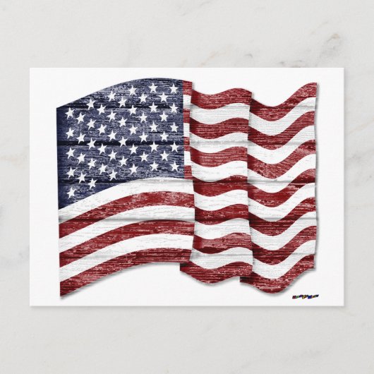 Amerikaanse vlag met houtwaren briefkaart (Voorkant)