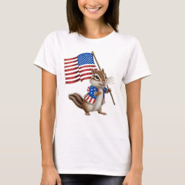 Amerikaanse vlag met knuffige tekenfilm chipmunk t-shirt