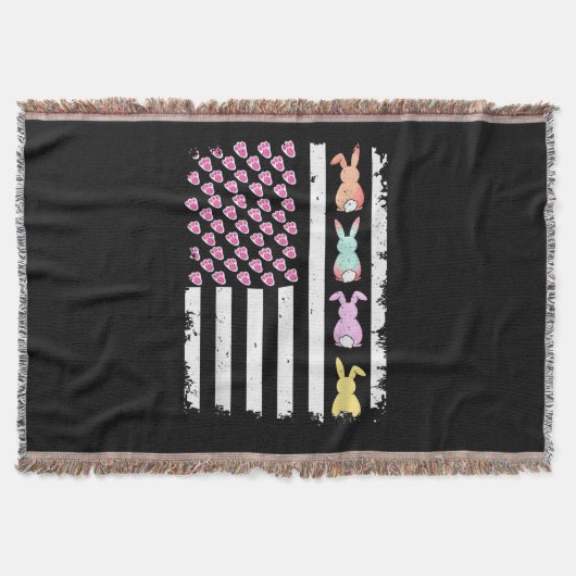 Amerikaanse vlag met konijn voor Pasen Deken (Voorkant)