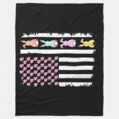 Amerikaanse vlag met konijn voor Pasen Fleece Deken (Voorkant)