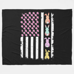 Amerikaanse vlag met konijn voor Pasen Fleece Deken