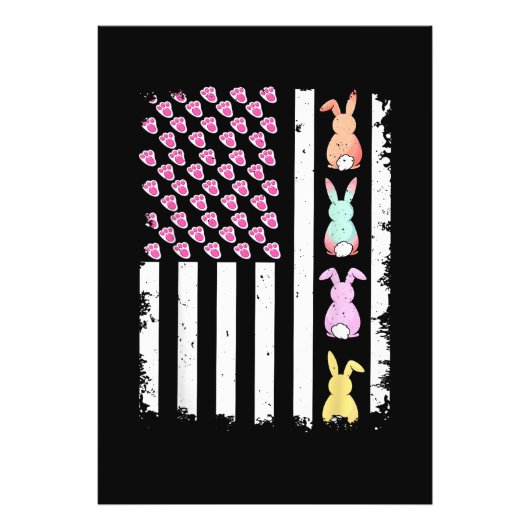 Amerikaanse vlag met konijn voor Pasen Foto Afdruk (Voorkant)