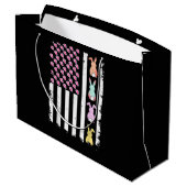 Amerikaanse vlag met konijn voor Pasen Groot Cadeauzakje (Achterkant Gekanteld)