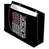 Amerikaanse vlag met konijn voor Pasen Groot Cadeauzakje (Voorkant Gekanteld)