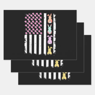 Amerikaanse vlag met konijn voor Pasen Inpakpapier Vel