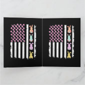 Amerikaanse vlag met konijn voor Pasen Kaart (Binnen)