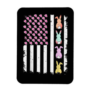 Amerikaanse vlag met konijn voor Pasen Magneet