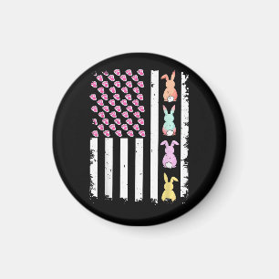 Amerikaanse vlag met konijn voor Pasen Magneet