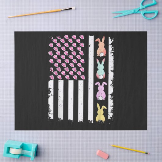 Amerikaanse vlag met konijn voor Pasen Tissuepapier (Craft)