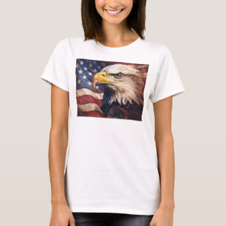 Amerikaanse vlag met kop van Amerikaanse zeearend T-shirt