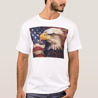 Amerikaanse vlag met kop van Amerikaanse zeearend T-shirt
