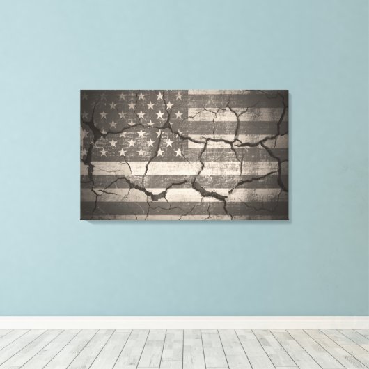 -Amerikaanse vlag met kringloopmuur Canvas Afdruk (Insitu (Houten vloer))