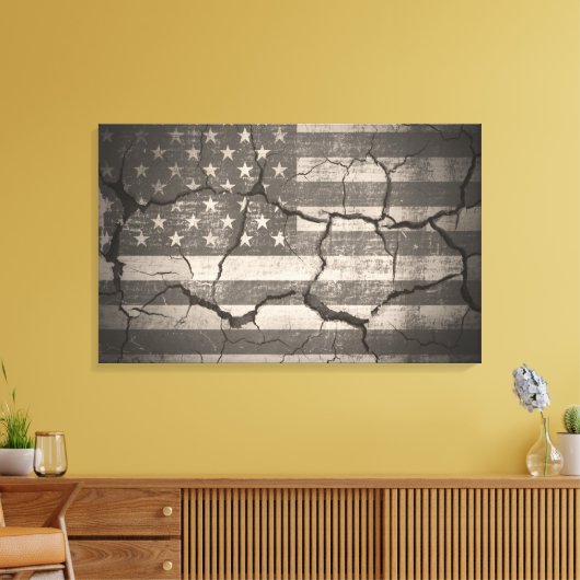 -Amerikaanse vlag met kringloopmuur Canvas Afdruk (Insitu (Woonkamer))