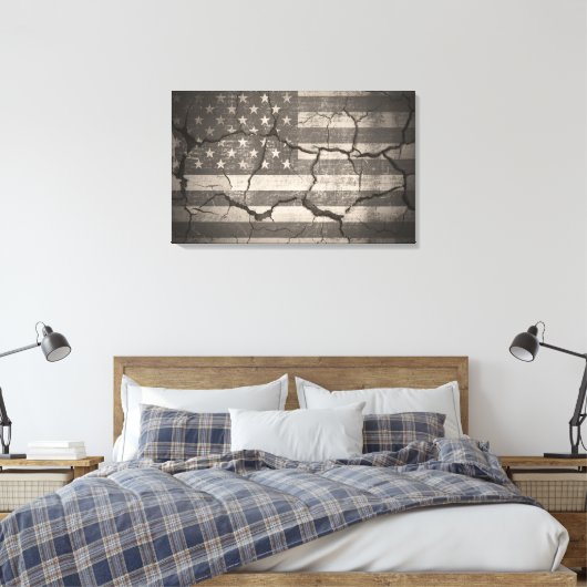 -Amerikaanse vlag met kringloopmuur Canvas Afdruk (Insitu (Slaapkamer))