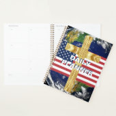Amerikaanse vlag met kruis en aarde HAMbWG planner (Display)