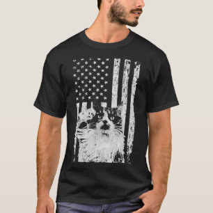 Amerikaanse vlag met kutsaluatie, patriottisch kat t-shirt