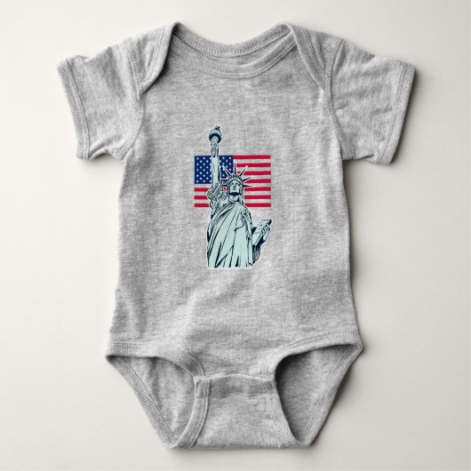 Amerikaanse vlag met Lady Liberty Baby Body Romper (Voorkant)