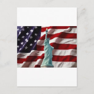 Amerikaanse vlag met Lady Liberty Briefkaart