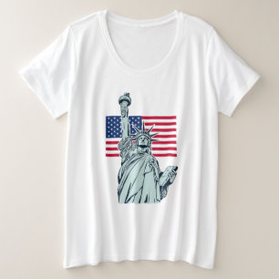 Amerikaanse vlag met Lady Liberty Grote Maat T-shirt