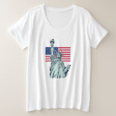 Amerikaanse vlag met Lady Liberty Grote Maat T-shirt (Design voorkant)
