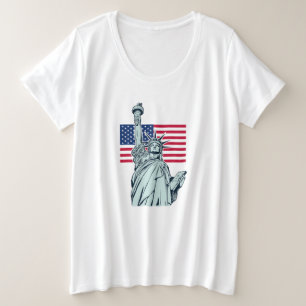 Amerikaanse vlag met Lady Liberty Grote Maat T-shirt