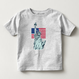 Amerikaanse vlag met Lady Liberty   Kinder Shirts