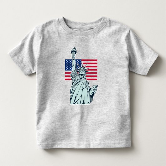 Amerikaanse vlag met Lady Liberty Kinder Shirts (Voorkant)