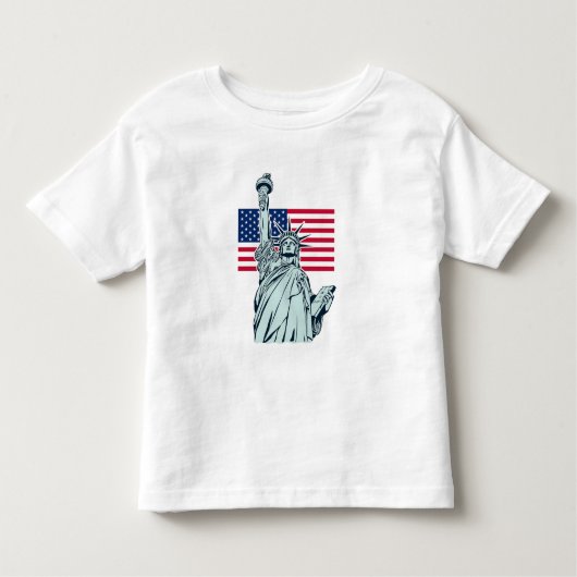 Amerikaanse vlag met Lady Liberty Kinder Shirts (Voorkant)