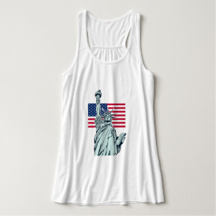 Amerikaanse vlag met Lady Liberty plus maat T-Shir Tanktop