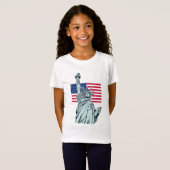 Amerikaanse vlag met Lady Liberty T-Shirt (Voorkant volledig)