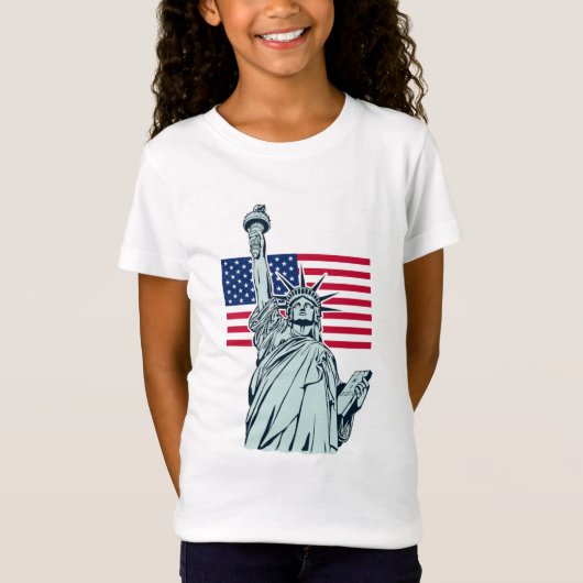 Amerikaanse vlag met Lady Liberty T-Shirt (Voorkant)