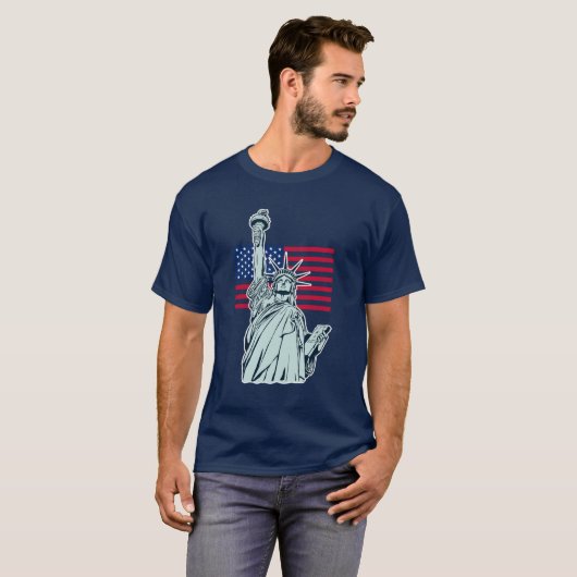 Amerikaanse vlag met Lady Liberty T-Shirt (Voorkant volledig)