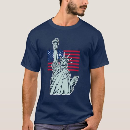 Amerikaanse vlag met Lady Liberty T-Shirt (Voorkant)