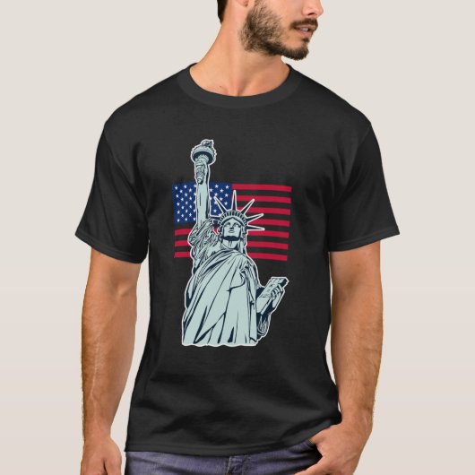 Amerikaanse vlag met Lady Liberty T-Shirt (Voorkant)