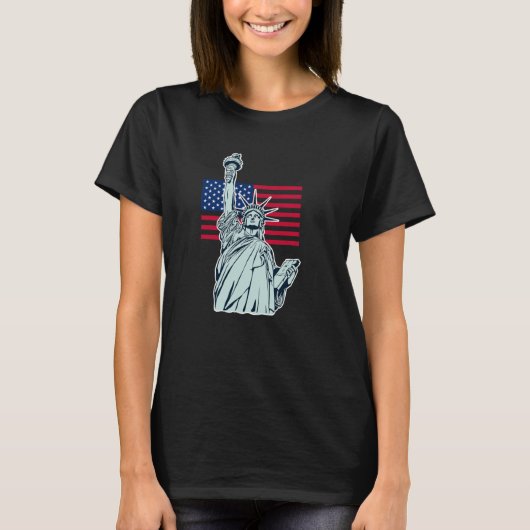Amerikaanse vlag met Lady Liberty T-Shirt (Voorkant)