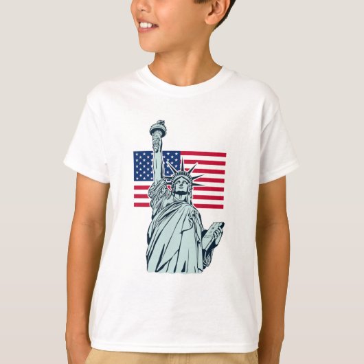Amerikaanse vlag met Lady Liberty T-shirt (Voorkant)